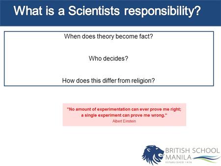 When does theory become fact? Who decides? How does this differ from religion?
