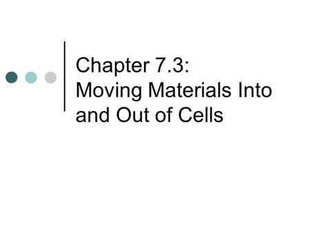 Chapter 7.3: Moving Materials Into and Out of Cells.