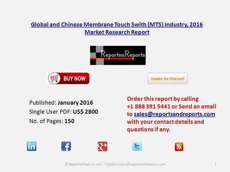 Global and Chinese Membrane Touch Swith (MTS) Industry, 2016 Market Research Report