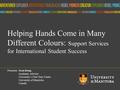 Title of presentation umanitoba.ca Helping Hands Come in Many Different Colours: Support Services for International Student Success Presenter: Soon Kong.