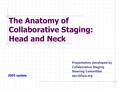 The Anatomy of Collaborative Staging: Head and Neck Presentation developed by Collaborative Staging Steering Committee 2005 update.