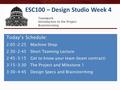 ESC100 – Design Studio Week 4 Teamwork Introduction to the Project Brainstorming Today’s Schedule: 2:05-2:25 Machine Shop 2:30-2:45 Short Teaming Lecture.