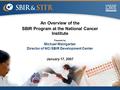 An Overview of the SBIR Program at the National Cancer Institute Prepared by Michael Weingarten Director of NCI SBIR Development Center January 17, 2007.