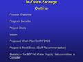 In-Delta Storage Process OverviewProcess Overview Program BenefitsProgram Benefits Project CostsProject Costs IssuesIssues Proposed Work Plan for FY 2003Proposed.