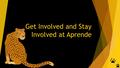 Get Involved and Stay Involved at Aprende. Why Get Involved?  Meet new friends with like interests  Build confidence  Find their passion  Most are.