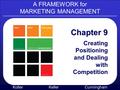 A FRAMEWORK for MARKETING MANAGEMENT Kotler KellerCunningham Chapter 9 Creating Positioning and Dealing with Competition.
