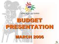 BUDGET PRESENTATION MARCH 2006. Development of NFVF Strategy and value charter Development of Business Plan Development of NFVF Programme Plan Cost of.