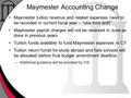Maymester Accounting Change Maymester tuition revenue and related expenses need to be recorded in current fiscal year – “one time shift” Maymester payroll.