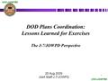 UNCLASSIFIED 1 DOD Plans Coordination: Lessons Learned for Exercises The J-7/JOWPD Perspective 25 Aug 2009 Joint Staff J-7/JOWPD.