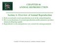 CHAPTER 46 ANIMAL REPRODUCTION Copyright © 2002 Pearson Education, Inc., publishing as Benjamin Cummings Section A: Overview of Animal Reproduction 1.