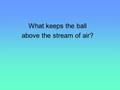 What keeps the ball above the stream of air?. Fluids in Motion Viscosity is the resistance of a gas or liquid to flow. Bernoulli’s principle states that.