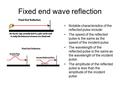 Fixed end wave reflection Notable characteristics of the reflected pulse include: The speed of the reflected pulse is the same as the speed of the incident.