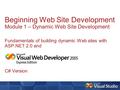 Beginning Web Site Development Module 1 – Dynamic Web Site Development Fundamentals of building dynamic Web sites with ASP.NET 2.0 and C# Version.