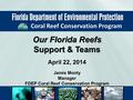 Our Florida Reefs Support & Teams April 22, 2014 Jamie Monty Manager FDEP Coral Reef Conservation Program Coral Reef Conservation Program.