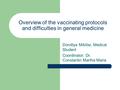 Overview of the vaccinating protocols and difficulties in general medicine Dorottya Miklósi, Medical Student Coordinator: Dr. Constantin Martha Maria.