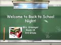 Welcome to Back to School Night! Mrs. Greenger Room 18 3rd Grade Mrs. Greenger Room 18 3rd Grade.