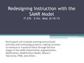 Redesigning Instruction with the SAMR Model IT 270 – 5 Hrs. Wed. 8/19/15 Participants will evaluate existing instructional activities and technology projects,