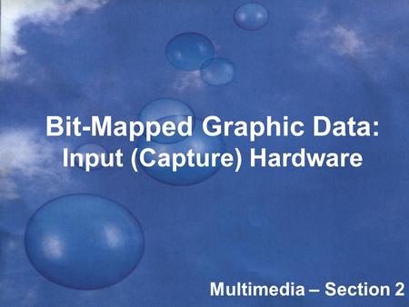 Bit-Mapped Graphic Data: Input (Capture) Hardware Multimedia – Section 2.
