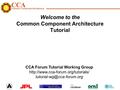 CCA Common Component Architecture CCA Forum Tutorial Working Group  Welcome to the Common.