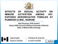 EFFECTS OF SEXUAL ACTIVITY ON IMMUNE ACTIVATION AMONG HIV- EXPOSED SERONEGATIVE FEMALES AT PUMWANI CLINIC, NAIROBI Abel Onyango, PhD student Kenya AIDS.
