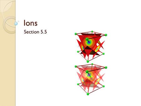 Ions Section 5.5. IONS An ion is simply a charged atom. Ions are formed as atoms lose or gain electrons to achieve stability. To figure out how ions form,