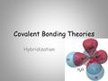 Covalent Bonding Theories Hybridization. Theories of Covalent Bonding Valence Bond (VB) Theory and Orbital Hybridization The Mode of Orbital Overlap and.
