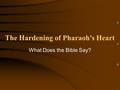 The Hardening of Pharaoh's Heart What Does the Bible Say?