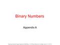 Tanenbaum, Structured Computer Organization, Fifth Edition, (c) 2006 Pearson Education, Inc. All rights reserved. 0-13-148521-0 Binary Numbers Appendix.