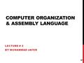 COMPUTER ORGANIZATION & ASSEMBLY LANGUAGE LECTURE # 2 BY MUHAMMAD JAFER 1.