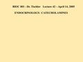 BIOC 801 - Dr. Tischler Lecture 42 – April 14, 2005 ENDOCRINOLOGY: CATECHOLAMINES.