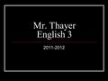 Mr. Thayer English 3 2011-2012. First of all… DON’T TOUCH THE COMPUTERS!!! You will get a chance to use them eventually, but until then, leave them alone.