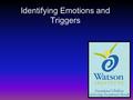 Identifying Emotions and Triggers. EMOTIONS: Thoughts Feelings Actions Emotions = Feelings Emotions are not thoughts BUT an emotion may come from or cause.