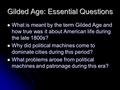 Gilded Age: Essential Questions
