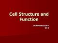 Cell Structure and Function HONORS BIOLOGY CH 3. Section 7-1 Life is Cellular Objectives Objectives 7.1.1 Explain what the cell theory is. 7.1.1 Explain.