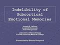 Indelibility of Subcortical Emotional Memories Joseph E. LeDoux Lizabeth Romanski Andrew Xagorasis Laboratory of Neurobiology Cornell University Medical.