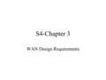S4-Chapter 3 WAN Design Requirements. WAN Technologies Leased Line –PPP networks –Hub and Spoke Topologies –Backup for other links ISDN –Cost-effective.