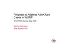 Proposal to Address AJAX Use Cases in WSRP Subbu Allamaraju BEA Systems Inc WSRP F2F Meeting, May 2006.