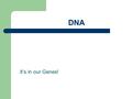 DNA It’s in our Genes!. DNA-What is it? DNA stands for deoxyribonucleic acid It is a nucleic acid that contains our genetic/hereditary information (located.