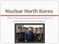Nuclear North Korea What is the potential harm of North Korea’s possession of nuclear weapons?
