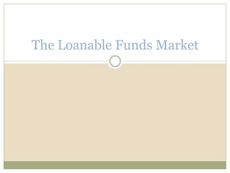 The Loanable Funds Market. Equilibrium Interest Rate Savers and buyers are matched in markets governed by supply and demand There are many markets, but.