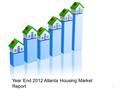 1 Year End 2012 Atlanta Housing Market Report. Single Family Detached Residences 4Q 2012 Quarterly Metro Market Report Provided By ChartMaster Services,