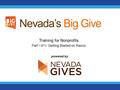 Training for Nonprofits Part I of II: Getting Started on Razoo Nevada’s Big Give powered by.