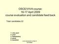 Y axis represents number of candidates OSCE/VIVA course: 16-17 April 2009 course evaluation and candidate feed back Total candidates:22 1: very poor 2: