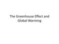 The Greenhouse Effect and Global Warming. What is the greenhouse effect?  ms/greenhouse/