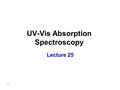 1 UV-Vis Absorption Spectroscopy Lecture 25. 2 4. Multichannel Instruments Photodiode array detectors used (multichannel detector, can measure all wavelengths.