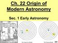 Ch. 22 Origin of Modern Astronomy Sec. 1 Early Astronomy 200.
