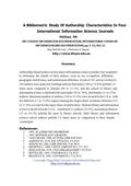 1. 2. 3. 4. 5. 6. 7. 8. 9. © A Bibliometric Study Of Authorship Characteristics In Four International Information Science Journals Siddiqui, MA INT FEDERAT.