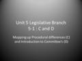 Unit 5 Legislative Branch 5-1 : C and D Mopping up Procedural differences (C) and Introduction to Committee’s (D)