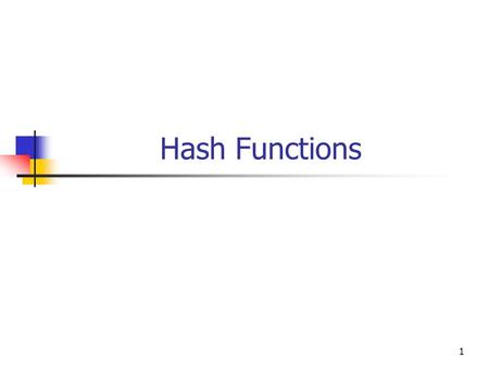 1 Hash Functions. 2 A hash function h takes as input a message of arbitrary length and produces as output a message digest of fixed length. 010 0 00111.