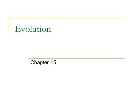 Evolution Chapter 15. Two schools of thought  Creationism – The belief that the universe and living organisms originate from divine creation  Evolution.